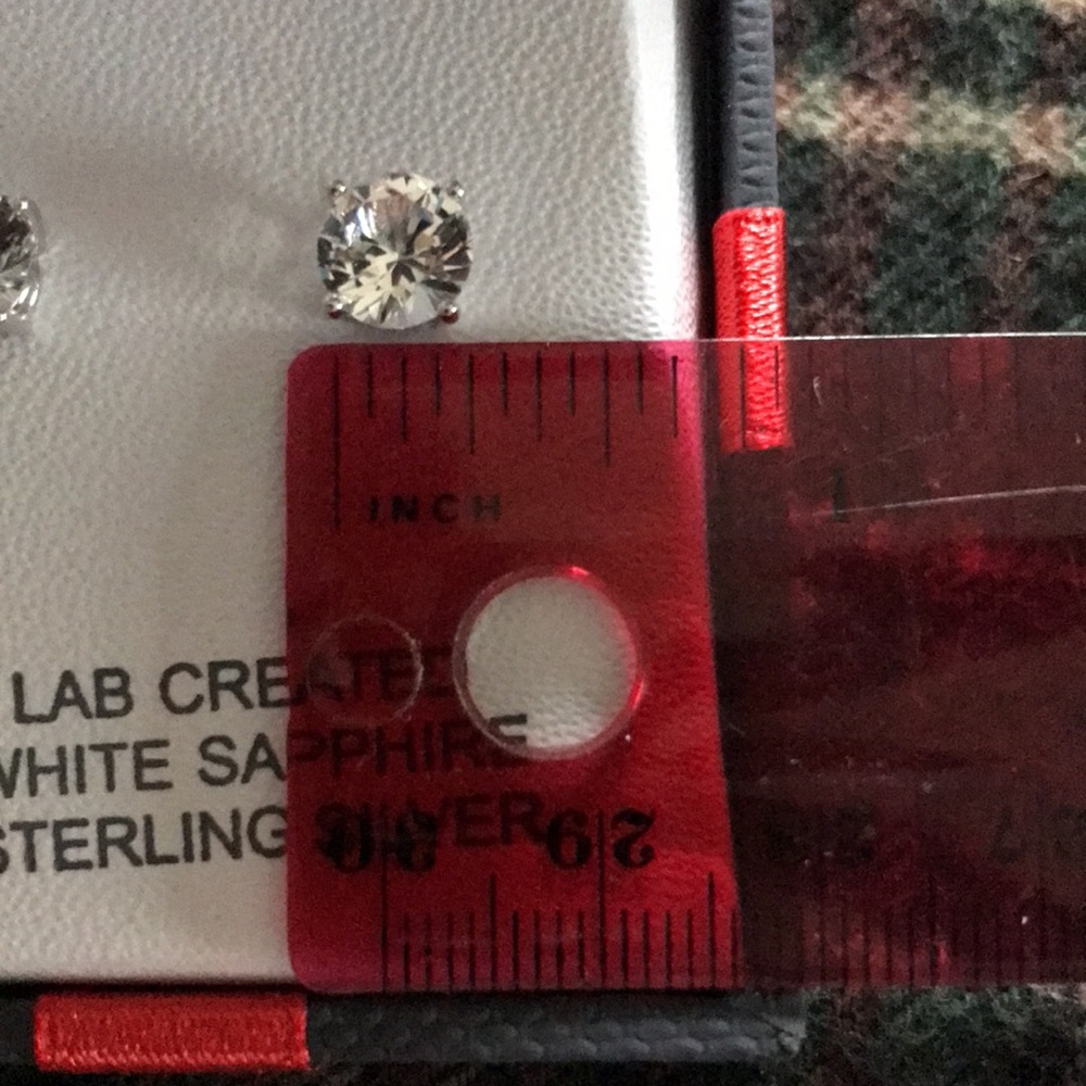 NWT White Sapphire/Sterling Silver Studs - Picture 7 of 7
